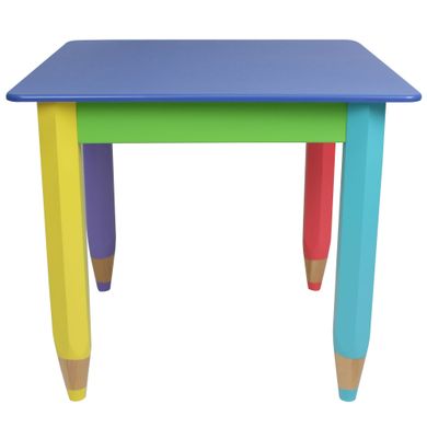 Детский столик "Карандашики" 60*60 с пеналом (цвет столешницы - синий)