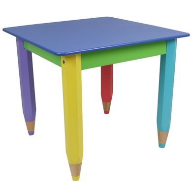 Дитячий столик "Олівчики" 60*60 з пеналом (колір стільниці - синій)