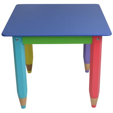 Детский столик "Карандашики" 60*60 с пеналом (цвет столешницы - синий)