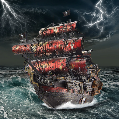 Металевий 3D конструктор корабля The Queen Anne&rsquo;s Revenge / Помста королеви Анни &ndash; збірна модель - пазл піратського корабля 3D Metal Model Kit Piececool з деталізацією преміум-класу, 439 деталей