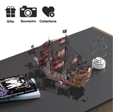 Металевий 3D конструктор корабля The Queen Anne&rsquo;s Revenge / Помста королеви Анни &ndash; збірна модель - пазл піратського корабля 3D Metal Model Kit Piececool з деталізацією преміум-класу, 439 деталей