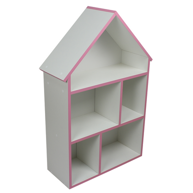 Игровой домик-стеллаж белый с розовой кромкой (ДСП)