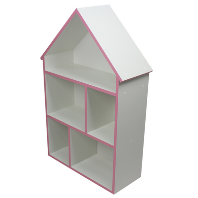 Ігровий ляльковий будиночок-стелаж білий (ДСП), 60*90*25, кромка - рожевий