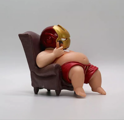 Колекційна фігурка Iron Man / Тоні Старк - Funny Fat Hero | Залізна людина з месників | Статуетка супергероя у кріслі 12 см