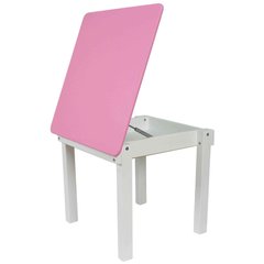 Детский стол “Woody” c пеналом белый с розовый столешницей