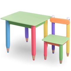 Детский набор "Карандашики" 60х40 с пеналом и стульчиком 1шт (цвет столешницы - салатовый)