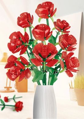 Конструктор Букет квітів Троянд 9шт Constructor Bouquet of Flowers Roses 9 pcs 10803