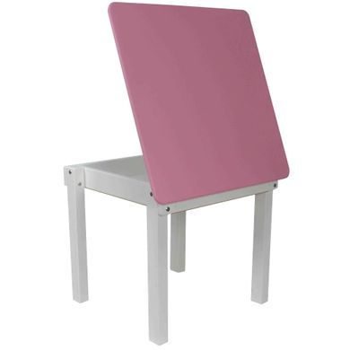 Дитячий стіл “Woody” з пеналом білий з рожевою стільницею.