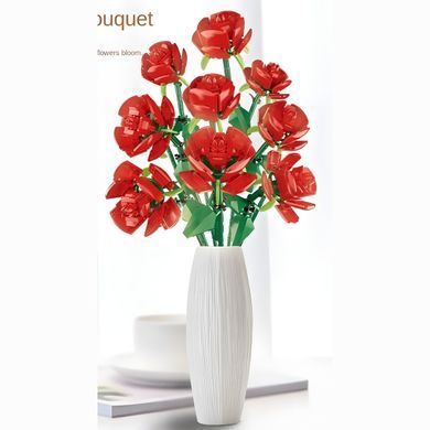 Конструктор Букет квітів Троянд 9шт Constructor Bouquet of Flowers Roses 9 pcs 10803