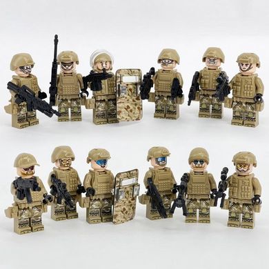 Набор фигурок человечков Военный спецназ 12шт и Джип figures sets special forces 12 pcs Jeep M-12