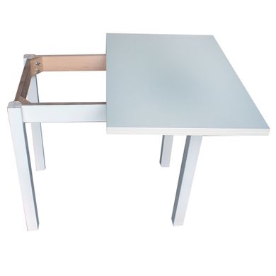 Розкладний стіл кухонний 60*90 (прямі ноги), стільниця ДСП 19 мм дуб білий, каркас білий