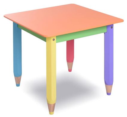 Детский набор "Карандашики" 60х60 столик и 2 стульчика (цвет столешницы - оранжевый)