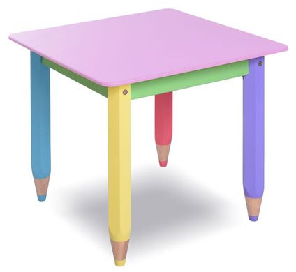 Дитячий набір "Олівчики" 60х60 столик та 2 стільчики (колір стільниці - рожевий)