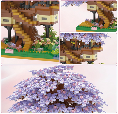 Конструктор Цветущие вишневое дерево серия Бонсай домик на дереве constructor Cherry tree in bloom