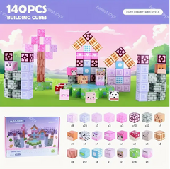 Магнітний конструктор для дітей Майнкрафт "Казковий сад" 140 деталей, Magnetic Blocks