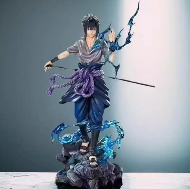 Коллекционная фигурка Naruto Sasuke Uchiha - аниме-статуэтка Наруто Саске Учиха с эффектом молнии Chidori, 23 см