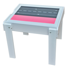 Детский столик-песочница Yuliana с подсветкой и игровой поверхностью LEGO Classic дорога+розовый