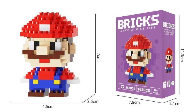 Конструктор фигурка Пиксели BRICKS Марио серия "Мультгерои" Super Mario Brothers M3021