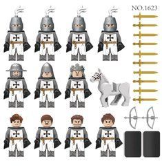 Набор фигурок человечков средневековые рыцари 11 шт + лошадка  figures sets medieval 11pcs 1623