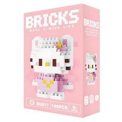 Конструктор фигурка Пиксели BRICKS Хеллоу Китти серия "Мультгерои" Hello Kittty M3017