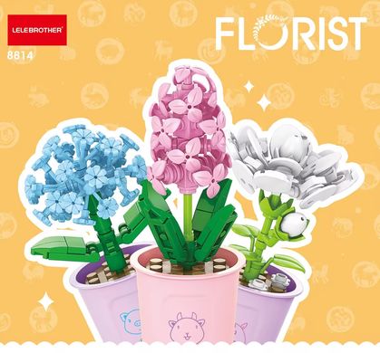 Конструктор цветок в горшке Гиацинт Серия «Вечные цветы» Constructor flower in a pot Hyacinth 8814-8