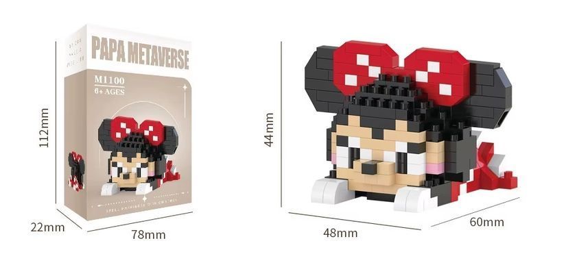 Конструктор фигурка Минни Маус лежит на животике серия "Мультгерои" Minnie Mouse Micro Diamonds Blocks M1100