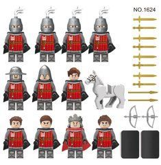 Набор фигурок человечков средневековые рыцари 11 шт + лошадка  figures sets medieval 11pcs 1624