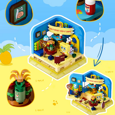 Конструктор Дім Губки Боба Квадратні Штани constructor Spongebob's SquarePants house, 3D міні-румбокс