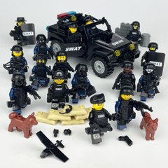 Набор фигурок человечков Полицейский спецназ 16шт и Джип figures sets special forces S.W.A.T. 16 pcs Jeep E-6