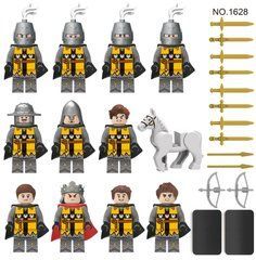Набор фигурок человечков средневековые рыцари 11 шт + лошадка  figures sets medieval 11pcs 1628