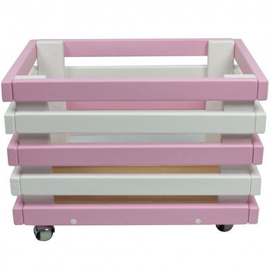 Ящик для игрушек розовый на колёсиках