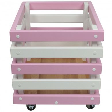 Ящик для іграшок рожевий на колесах