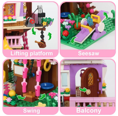 Игровой конструктор "Домик на дереве" с минифигурками и горкой - Tree House Playset, 21.5&times;25.5&times;13 см, 685 деталей