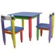 Дитячий набір "Олівчики" 60х60 з пеналом та стільцями 2шт (колір стільниці - синій)