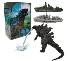 Коллекционная фигурка Годзиллы Godzilla King of Monsters &mdash; кайдзю Король монстров с атомным лучом и военными кораблями, 16 см