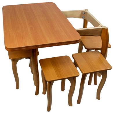 Обеденный столовый комплект (стол и 4 табуретки из МДФ) "Ольха" с ножками кабриоль