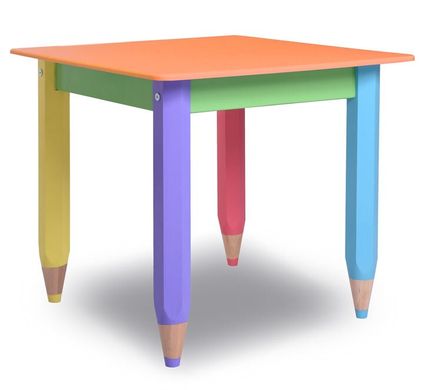 Дитячий набір "Олівчики" 60х60 столик та стільчик 1шт (колір стільниці - помаранчевий)