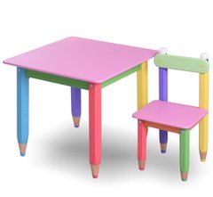 Дитячий набір "Олівці" 60х60 столик та стільчик 1шт (колір стільниці - рожевий)