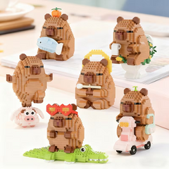 Набор 3D конструкторов игрушек для детей 6 в 1 фигурки Капибара Happy Capybara Mini Building Blocks Set M3147-M3152