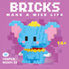 Конструктор 3D з мініблоків "Пікселі BRICKS слоненя Дамбо Dumbo", 156 деталей