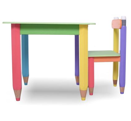 Детский набор "Карандашики" 60х60 столик и стульчик 1шт (цвет столешницы - салатовый)
