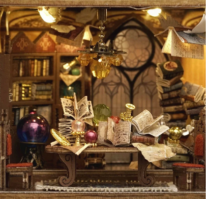 Мініатюра будиночок HELEVORN SCHOOL OF MAGIC 3D &mdash; конструктор, ляльковий будинок, DIY набір із підсвіткою, магічна школа, подарунок для дітей і дорослих