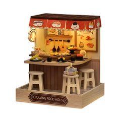 Книжковий нук-конструктор "Суші-бар" своїми руками Revolving Food House з LED-підсвіткою &ndash; 3D міні румбокс / збірний DIY інтер&rsquo;єрний декор у вигляді японського ресторану суші у книзі / Book Nook Diorama Revolving Food House, 9&times;9&times;11.5 см