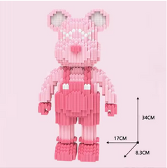 Конструктор 3D из миниблоков Ведмедик в шортах рожевий Bearbrick 34 см на 2800 деталей Magic Blocks 3D