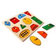 Рамка-вкладыши "Геометрические фигуры" Монтессори -математика Lam Toys 10 деталей
