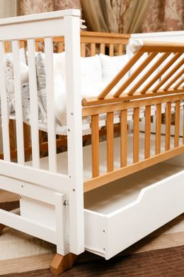 Ліжко Alex на підшипнику з відкидною боковиною та шухлядою (6001200) (бук) фарбоване (біле) натуральний