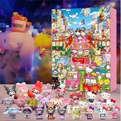 Адвент-календарь Hello Kitty & Sanrio (Hello Kitty / Хелло Китти, My Melody / Май Мелоди, Kuromi / Куроми, Cinnamoroll / Синнаморолл, Pompompurin / Помпомпурин, Keroppi / Кероппи и другие) - набор фигурок 24 шт | Подарочный набор аниме фигурок Advent Cale