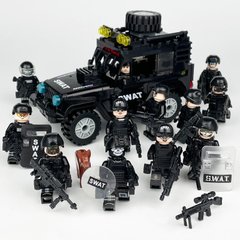 Набор фигурок человечков Полицейский спецназ 12шт и Джип бронированный figures sets special forces S.W.A.T. 12 pcs  L-40