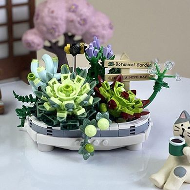 Конструктор Суккуленты в горшке вечный цветок серия цветы Constructor Succulents Pot Plant Fly Bee 1660