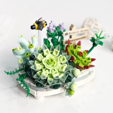 Конструктор Суккуленты в горшке вечный цветок серия цветы Constructor Succulents Pot Plant Fly Bee 1660